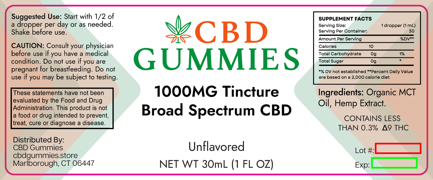 Broad Spectrum CBD Tincture 1000mg