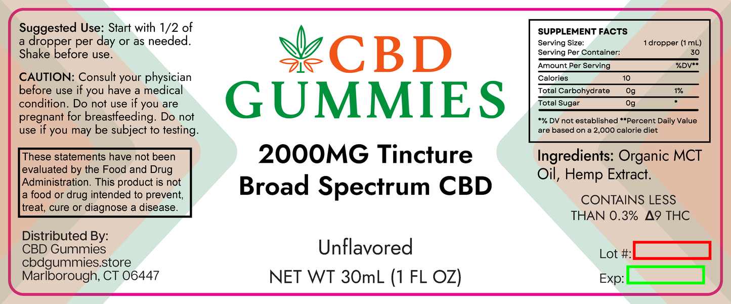 Broad Spectrum CBD Tincture 2000mg