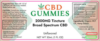 Broad Spectrum CBD Tincture 2000mg