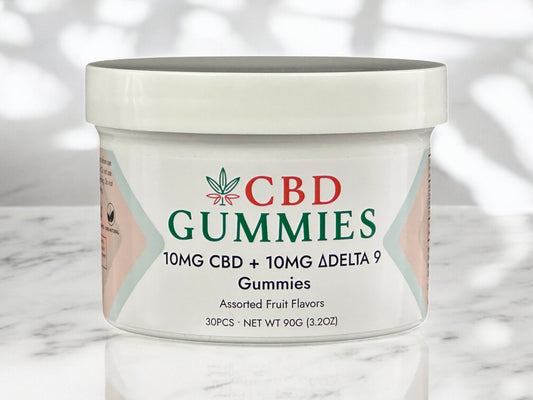 Jar of CBD Gummies with a white background